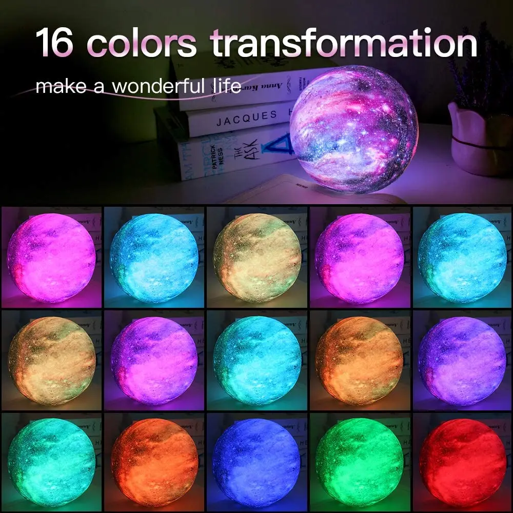 Hot Sale 3D Moon Lamp 16 Colors Moon Light With Remote Control USB Rechargeable LED Night Light Speaker Children Bedside Light