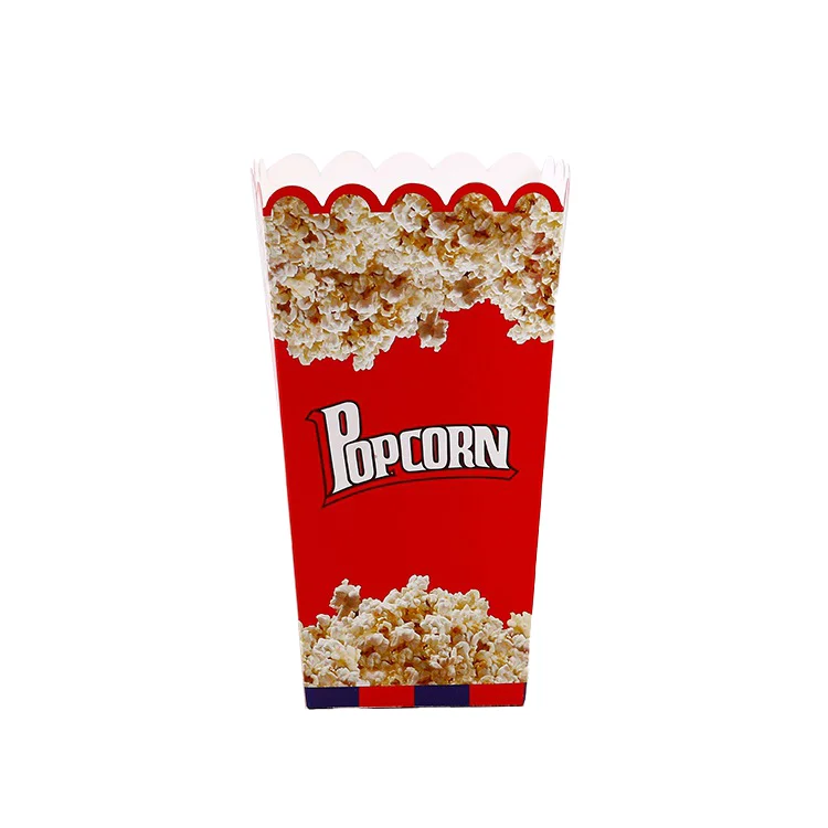 Wholesale Popcorn Boxes White Cardboard Disposable Snack Packaging Foldable Popcorn Paper Boxes