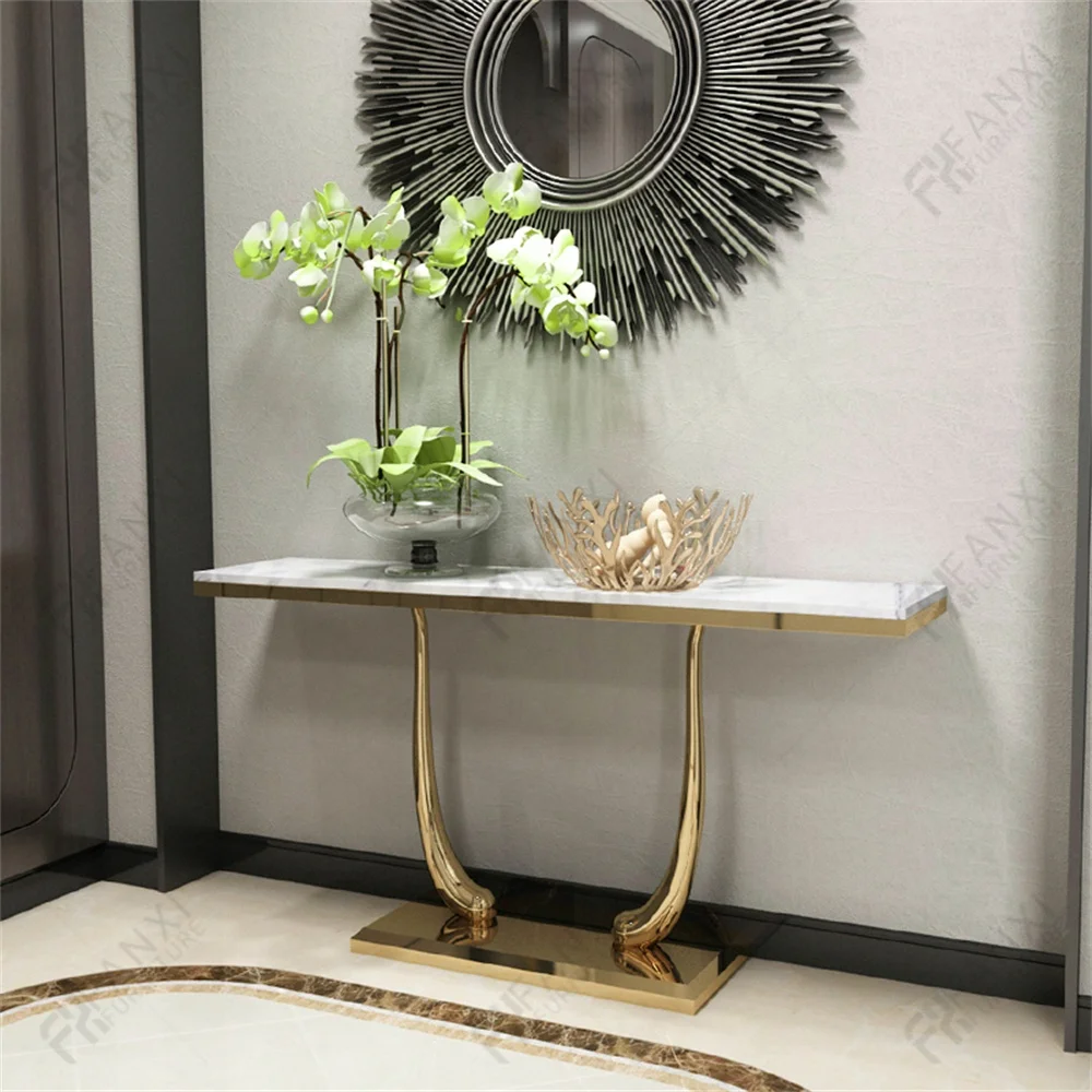 Living room furniture gold stainless steel console table modern royal console table luxury marble console tables CT100