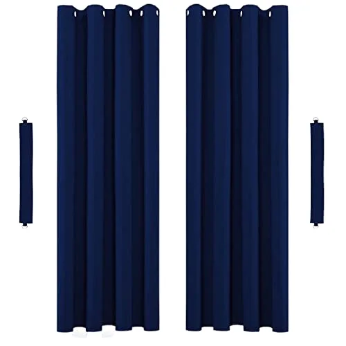 Modern simple wind bedroom living room pure black 100% blackout curtain with buckle thermal binding curtain