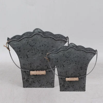 Factory sale Metal Rustic Galvanized Shabby Chic Flower Girl Bucket for wedding accessory wedding bucket pail with handle