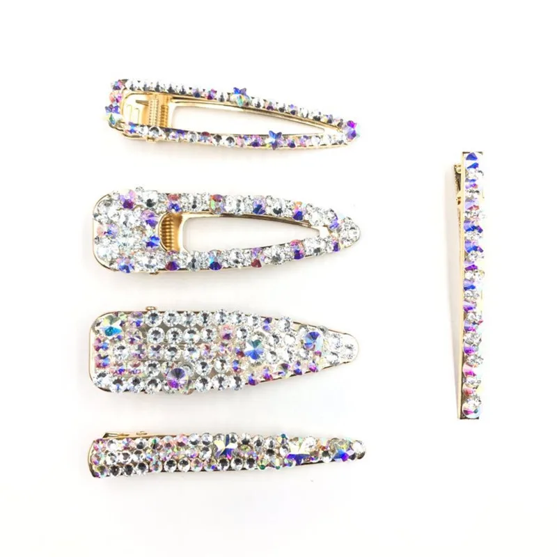 Wholesale fashional designer crystal gem hair pins cute Girls BB pearl clip Rhinestone metal hair clip for Women