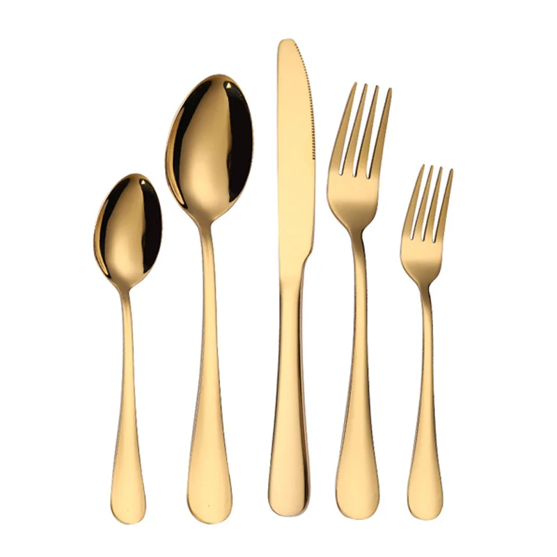 
Luxury Gold Stainless Steel Cutlery Set Service Knife Fork Spoon Serving Flatware Set 