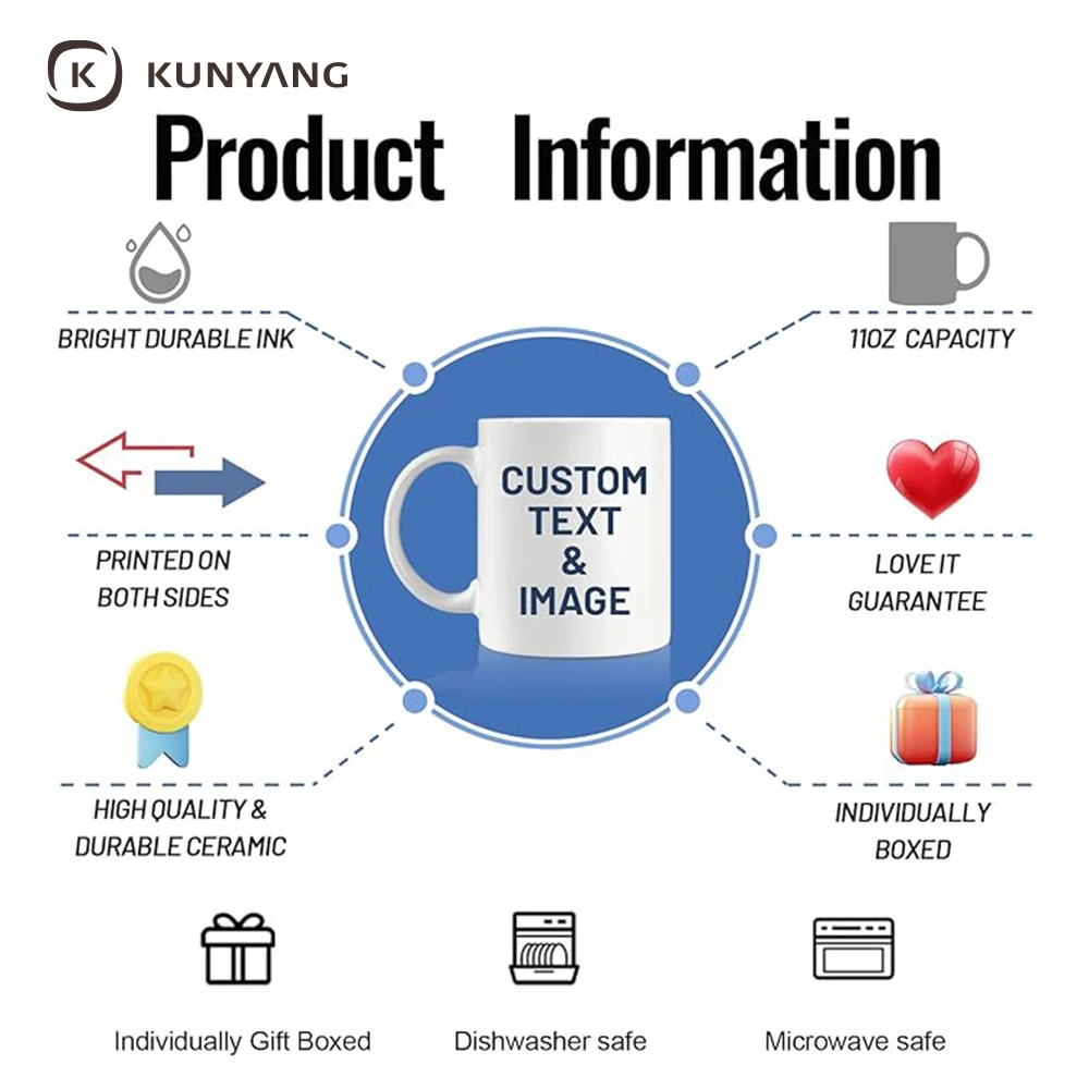 Logo Customised 11oz Sublimation Mug Ceramic Design Coffee Mug Mugs and Cup Wholesale