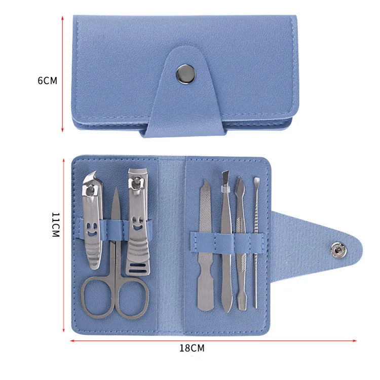 WELLFLYER MS-949 Wholesale 7pcs Manicure Set Stainless Steel Nail Clippers Customizable LOGO Nail Cutters Manicure Tool Kits