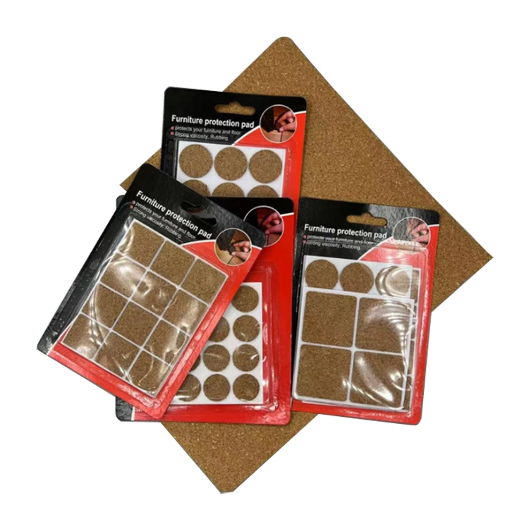 Factory customized heavy duty self adhesive furniture feet cork pads