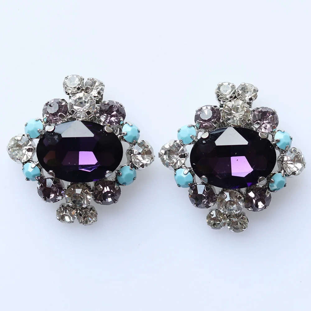 Jewelry Purple Glass Rhinestones Buckle Shoe Parts & Accessories Clips Accessories Gemstone Shoe Clip for Bridal