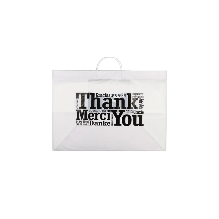 Custom Clear Rigid Snap Seal Handle Plastic Bag Patient Garment Bag Shopper Bag