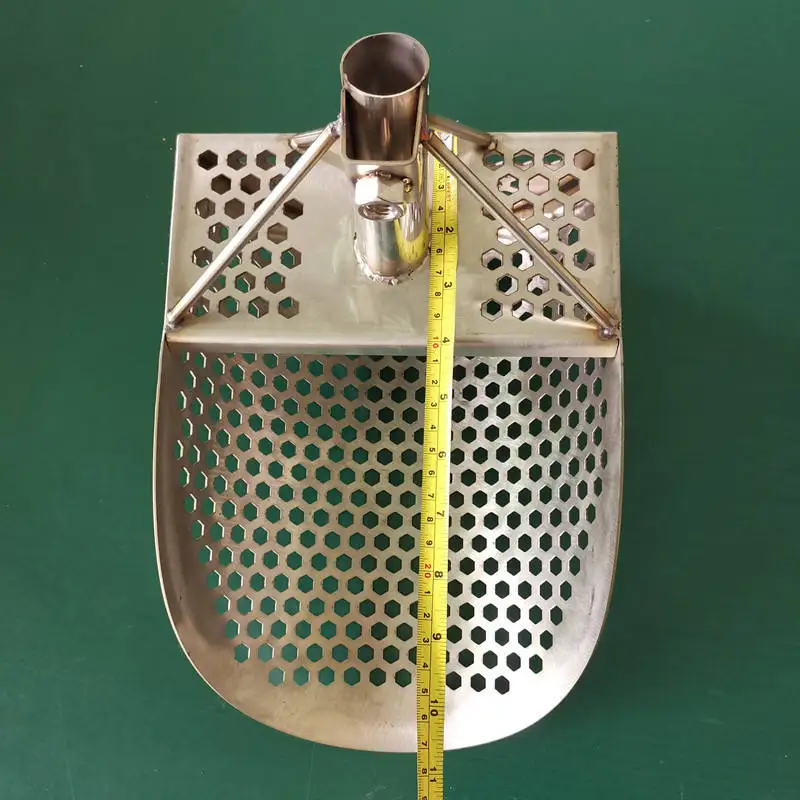 Stainless Steel Handheld Metal Detecting Sand Scoop Camping Shovel With Hexahedron Holes for Gold Sand River Separation