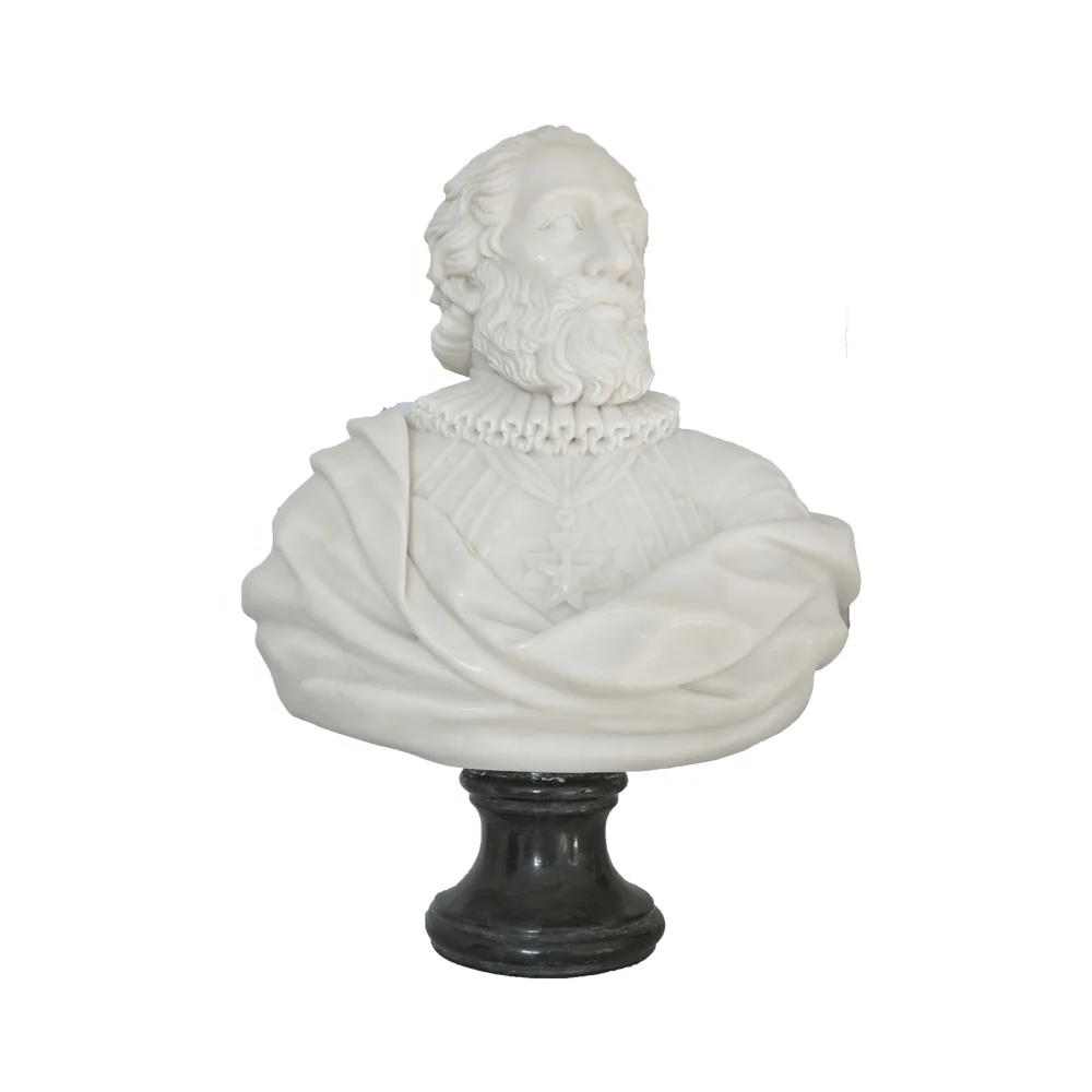 SHENGHUA Customized Natural stone man hand carved mixed color marble roman  bust statue sculpture for sale