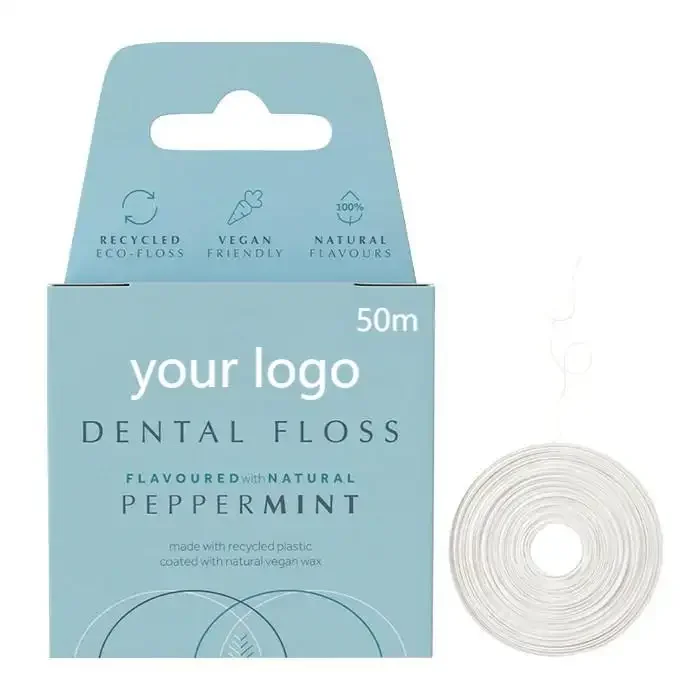 Custom Eco-friendly Dental Floss Roll Biodegradable Bamboo Charcoal Pure Silk Corn Fiber Candelilla Wax with Mint Flavor