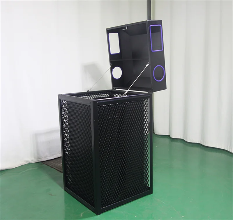 outdoor big steel wire garbage container trash can outside park street rectangular metal waste bin commercial recycling dustbin