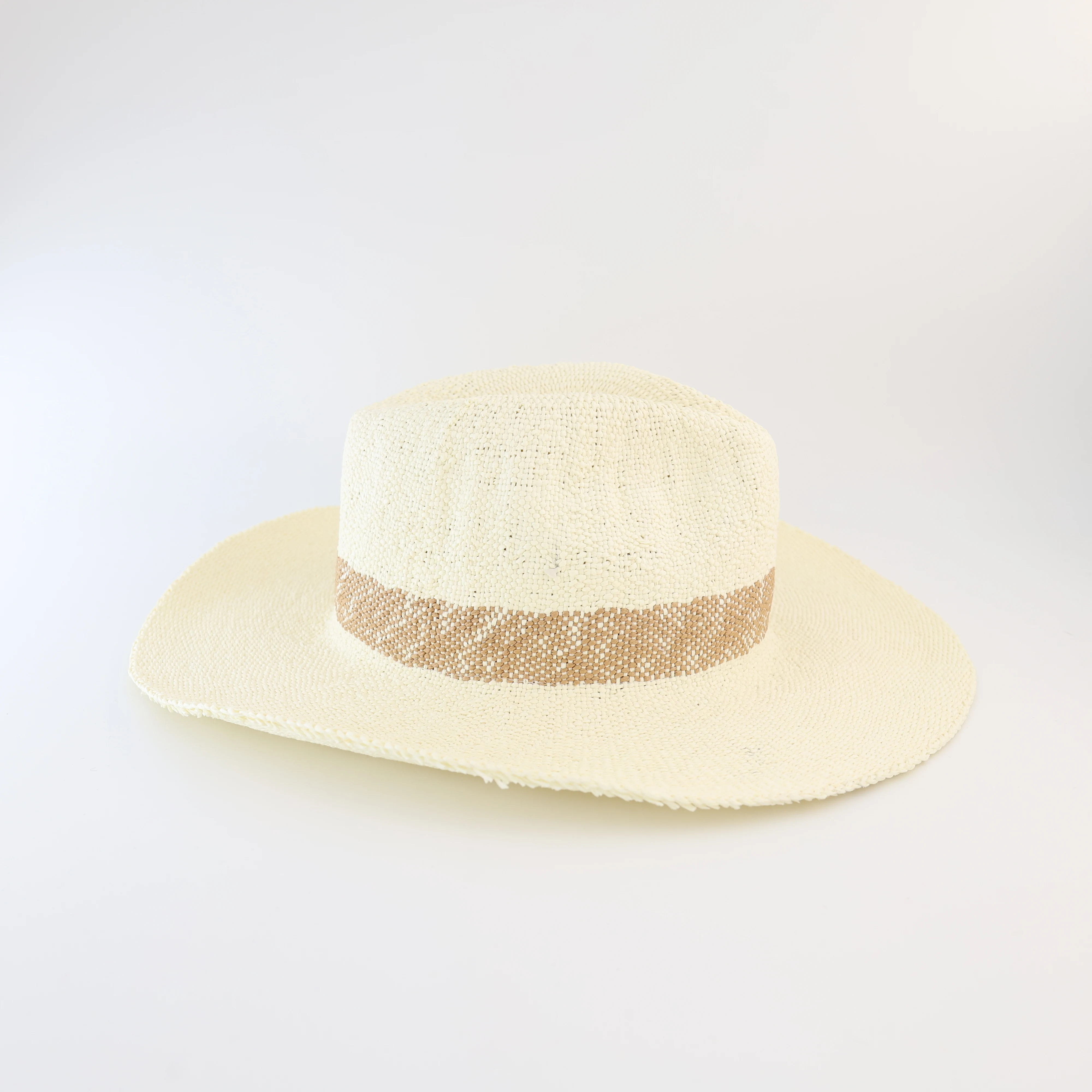 OEM Manufacturer Customized Adult Fashion Leisure Crochet Panama Lafite Curled Edge Cowboy Outdoor Factory Jazz Raffia Straw Hat