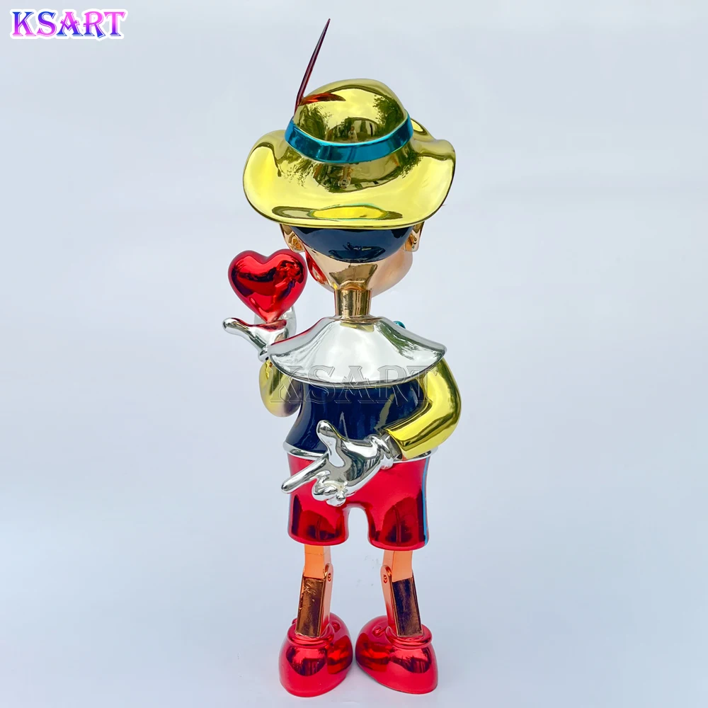 Pinocchio Sculpture Life-size Japanese anime cartoon high quality chrome plated character resin FRP puppet statue