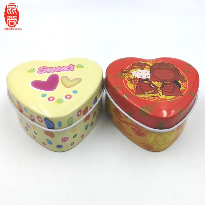 OEM lovely heart shape PMS printing candy metal tin box