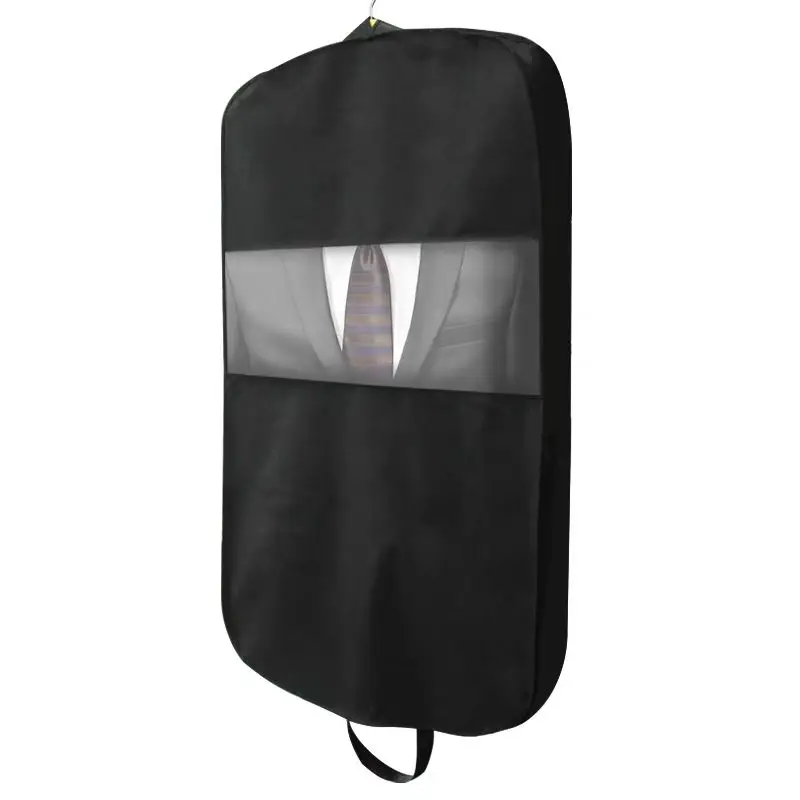 New Fashion Personalized Custom Printed Suit Cover Wedding Dress Dustproof Black Reusable Non-woven Garment Bag