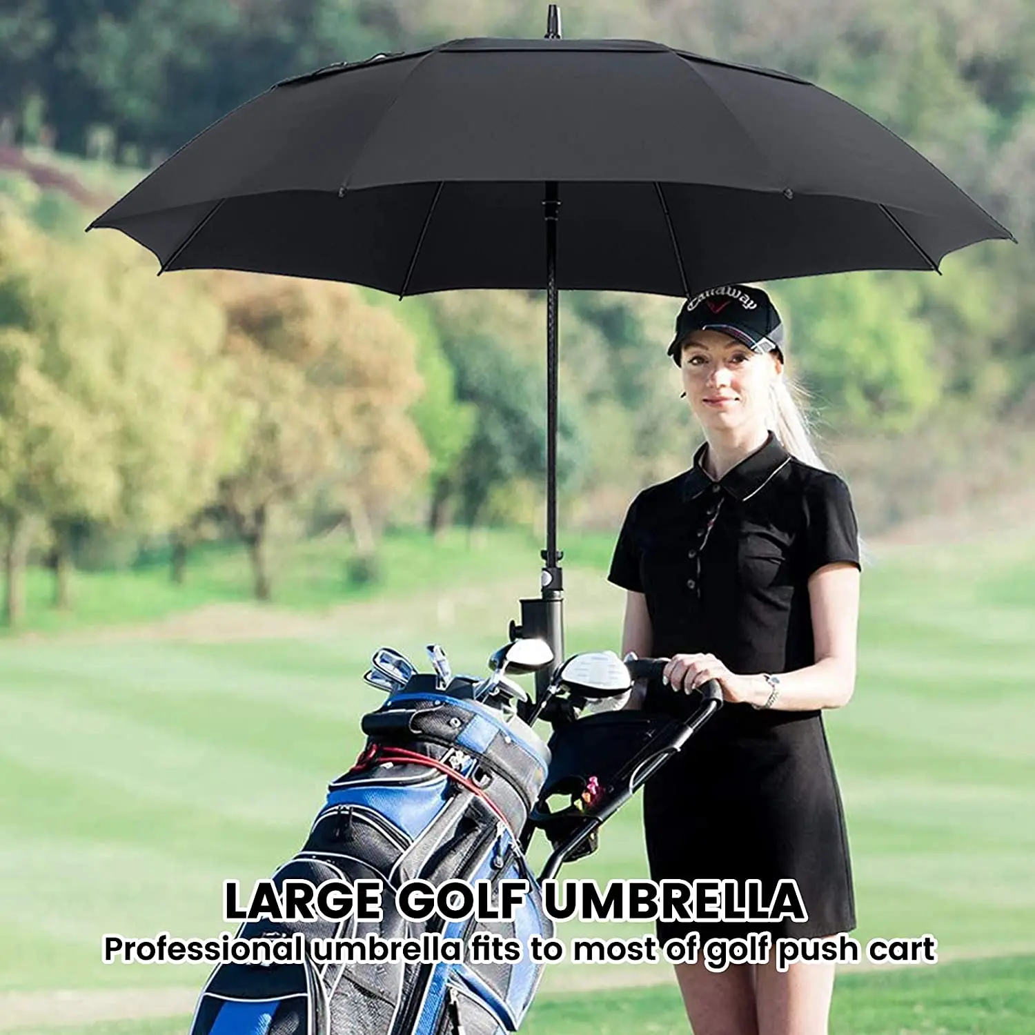 Automatic Open Golf Umbrella Extra Large Double Canopy Vented Windproof Waterproof Stick Umbrellas