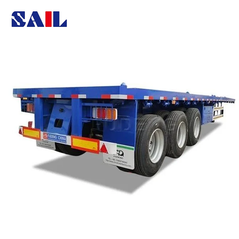 SAIL Custom High Quality 13.6m 3 Axle 40ft Steel Container Carrier Van Bracket Cargo Truck Flatbed Semi Trailer