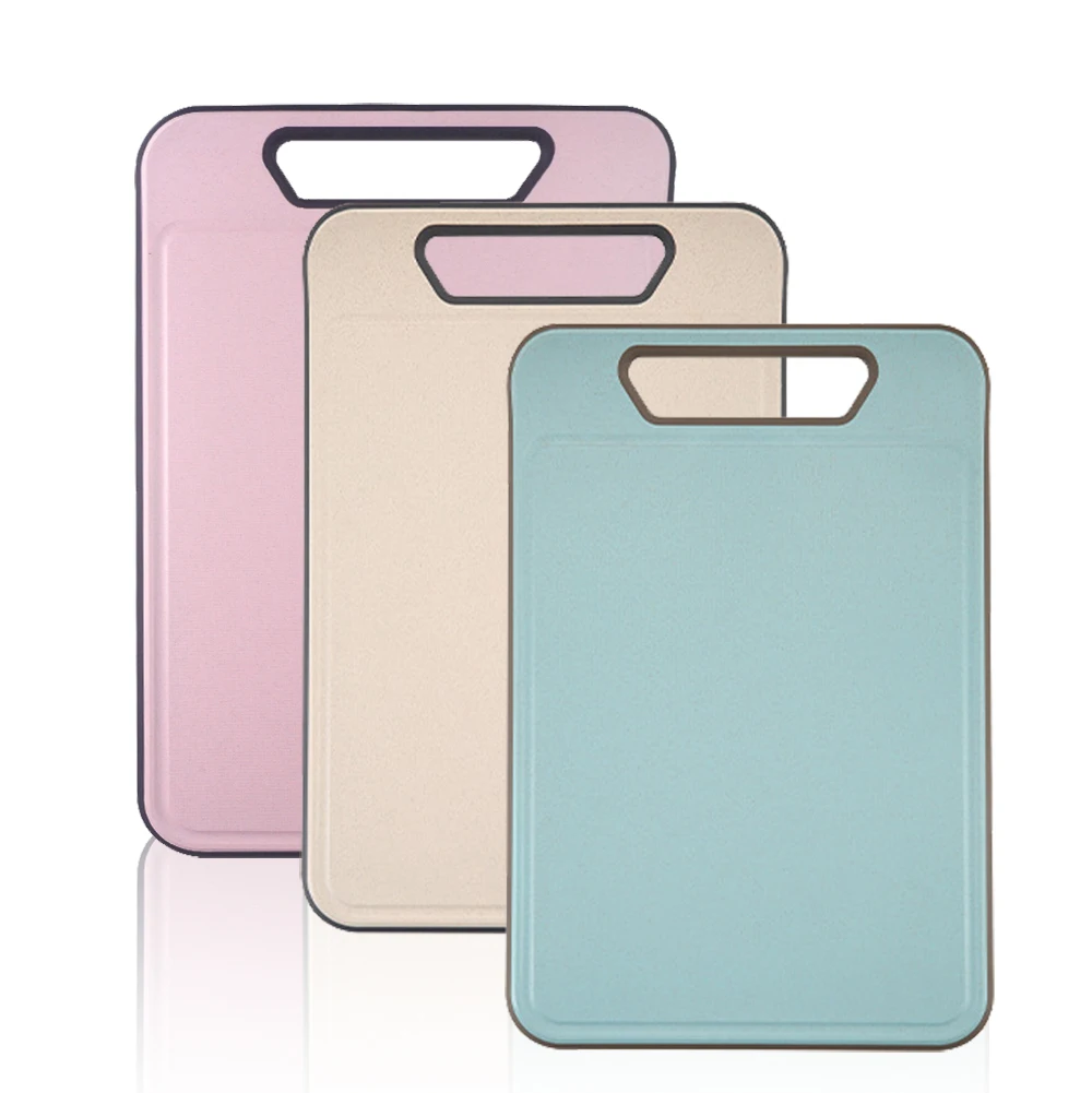 Multifunctional Cutting Board Silicone Edge L Shape Wheat Straw Chopping Board With Handle