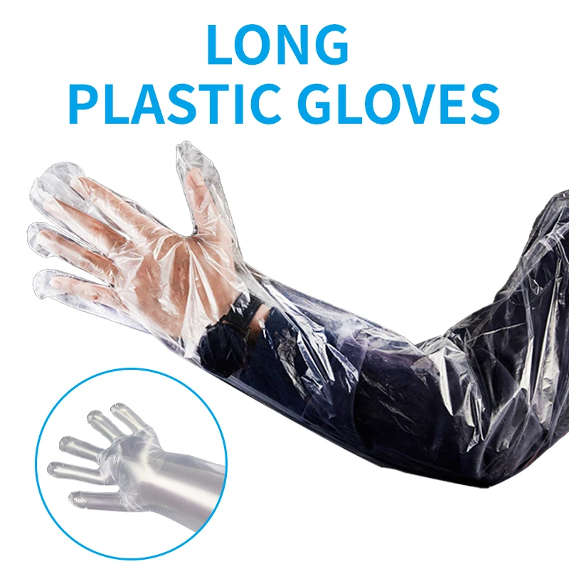 Durable Tools Elbow Length Long Plastic Gloves PE Disposable Gloves