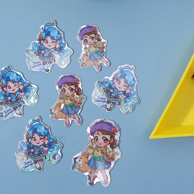 Juno Creative Custom Printing Holographic Vinyl Stickers Die Cut eco-friendly mixed colors PVC material stars Holographic sticke
