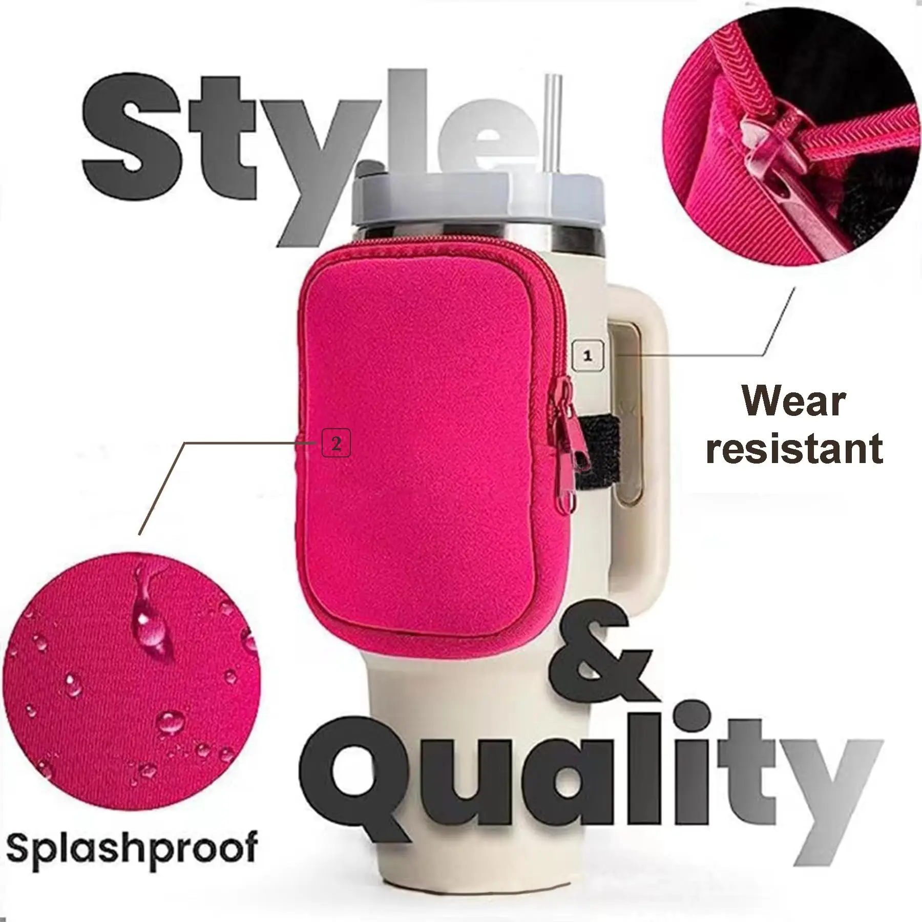 Custom Insulated thermos Neoprene Stanley Water Bottle Pouch Bag With Pocket