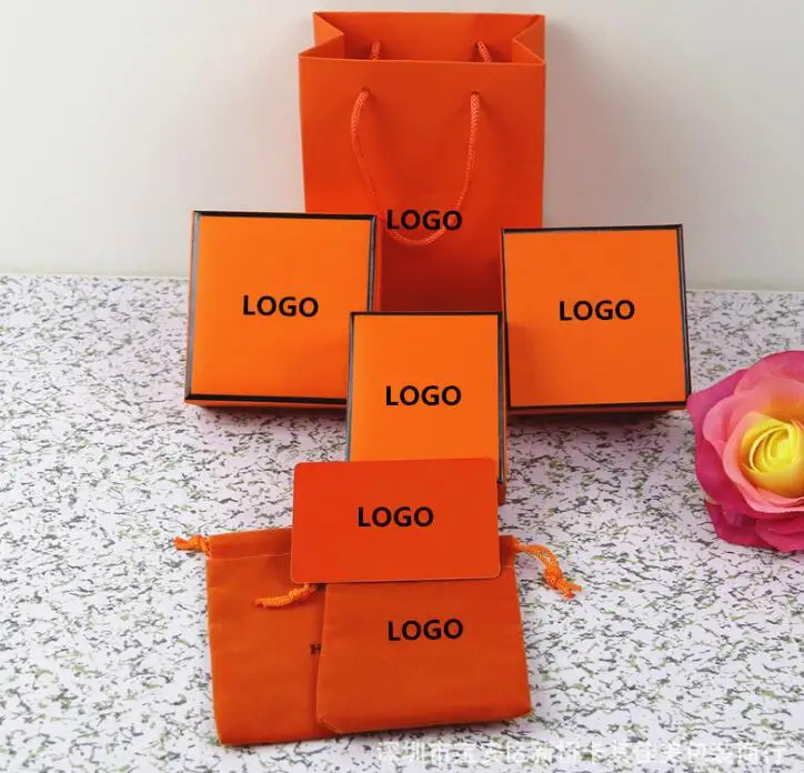 Latest Design Paper Orange Necklaces Rings Bracelets Boxes Wholesale Price Custom Jewelry Box Set
