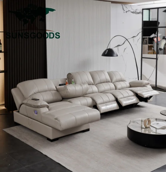 SUNSGOODS l shape sofa sectional Luxury USB charging audio living room sofas Furniture sets modern American style lounges sofa