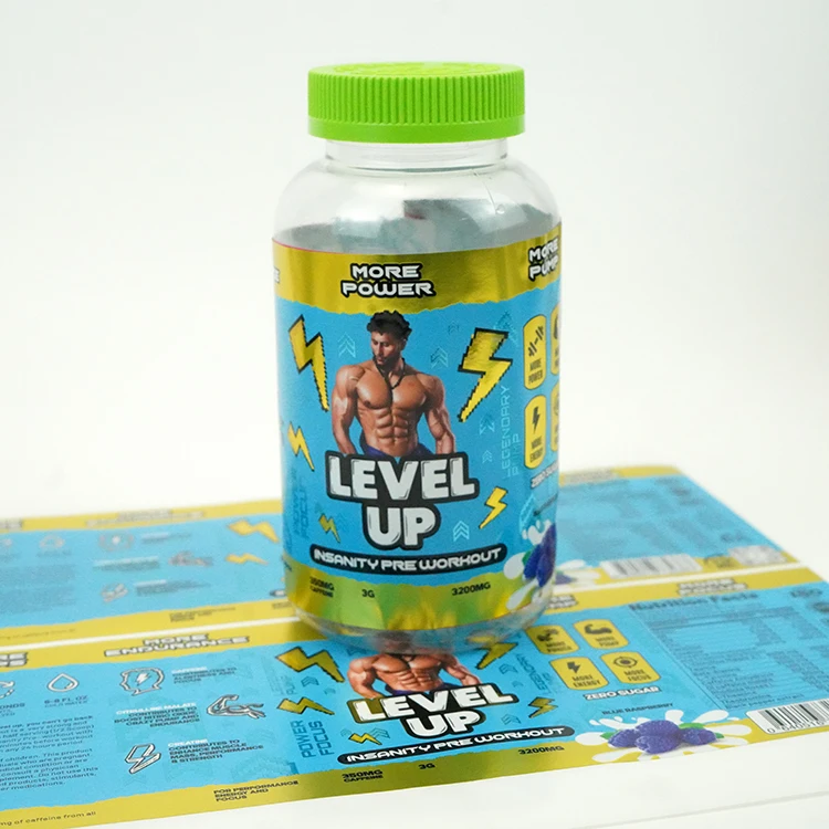 spot uv bright silver bopp rectangle supplement exquisite custom label waterproof sticker for bottle packaging