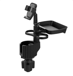Car Cup Holder Expander Tray Car Cup Holder Tray With Swivel Base 5 in 1 360 Rotating ABS Car Drink Cup Holder With Food Tray