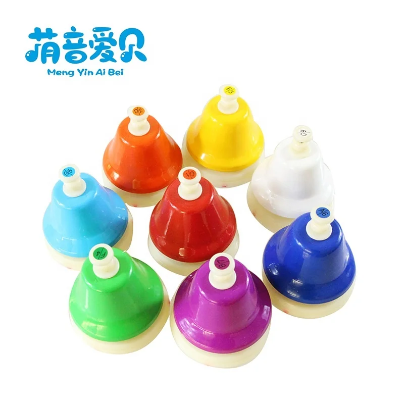 Wholesale musical instrument percussion plastic desk bell set rainbow music bells