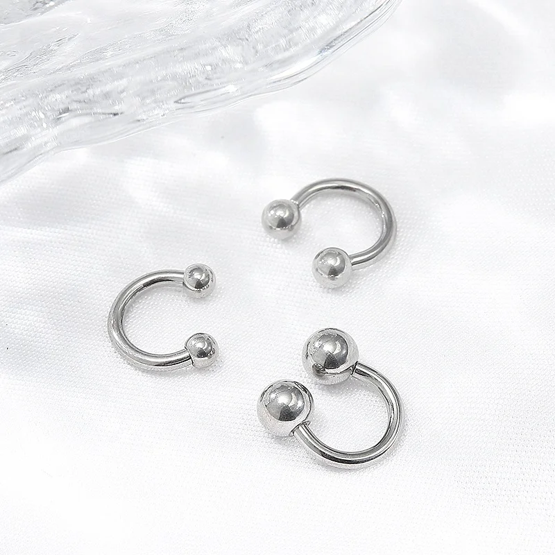 16G Hypoallergenic Spot  Piercing G23 Titanium Circular Barbell Septum Piercing Balls Horseshoe Nose Nipple Tragus Lip Ring