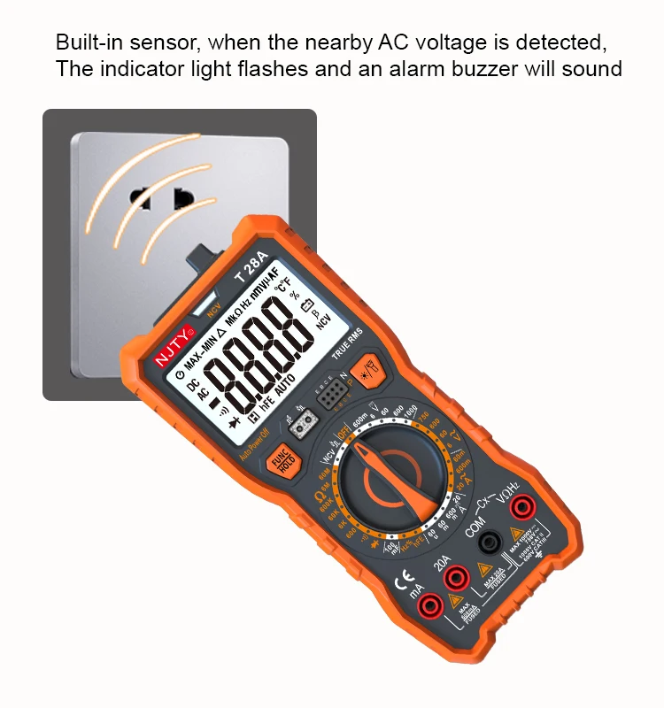 Automotive digital multimeter NCV Detection 1000V voltage meters T28A smart Multifunctional Stable Performance