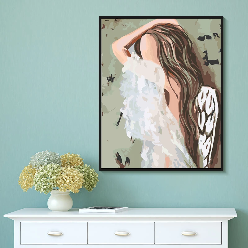 Home Decoration Beautiful Girl Wings Angel Paint By Numbers Hand-Painted Kids Abstract Art Canvas Painting Kid Paint
