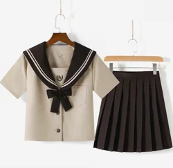 Japanese Style School Uniform For Girls Sweet Lolita Sailor Korean JK Uniforms Short Sleeve Tops Pleated Skirt Student Set