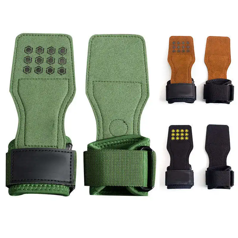 Premium Silicone Padding Protect Palm Hand Lifting Grip Pad Gym Adjustable Wrist Straps for Weight Lifting Power Crossfit Grip