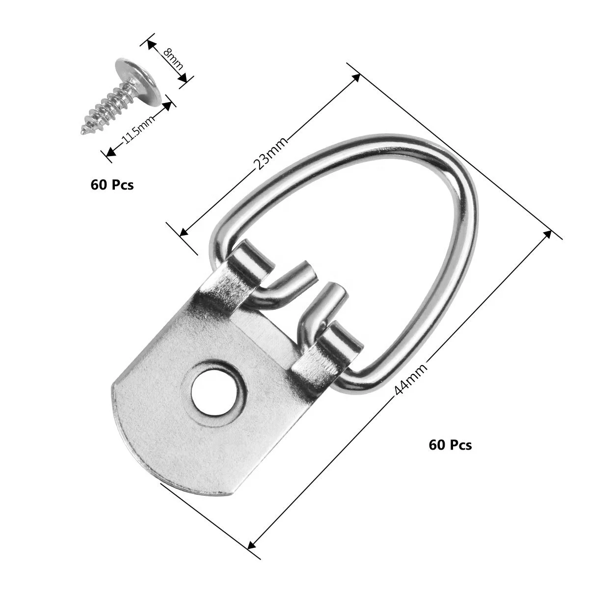 50 Pack Heavy Duty D-Ring Picture Frame Hanging Kits with 50 Pack Screws,7Feet Steel Wire for Hanging Clock Paintings Artwork