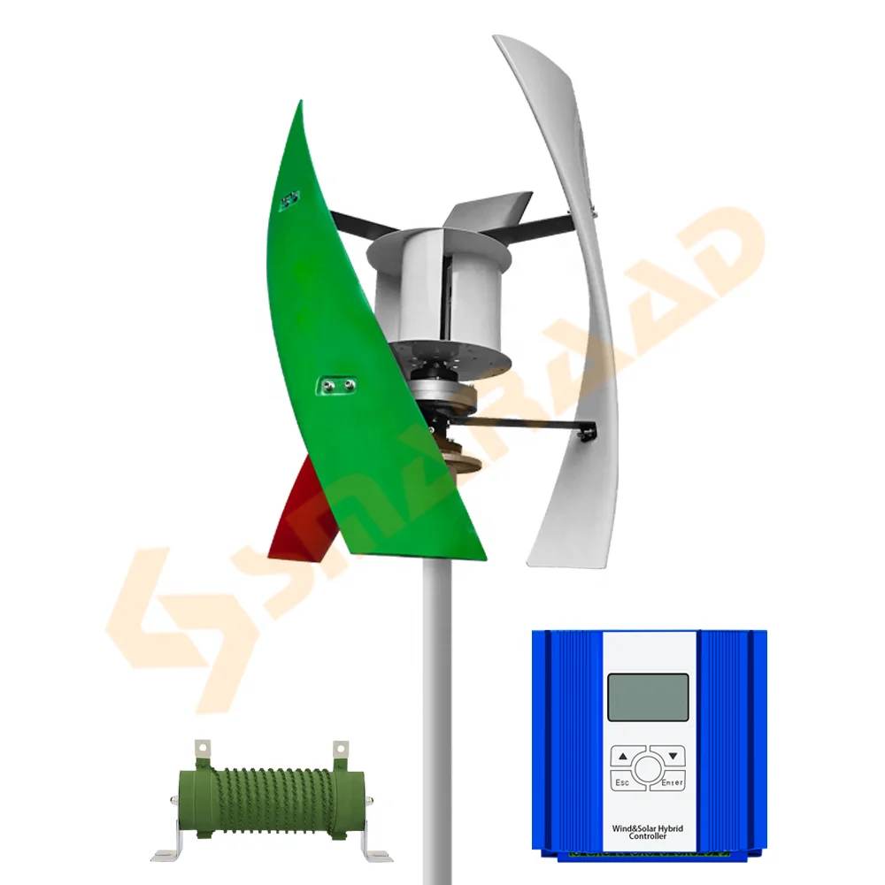 Smaraad 1kw 3kw 5kw 10kw Wind Solar hybrid System Vertical Wind Turbine Generator VAWT