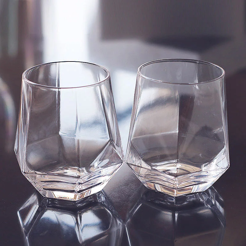 
Modern simple geometric glass wine restaurant household drink six-sided diamond mouth cup 