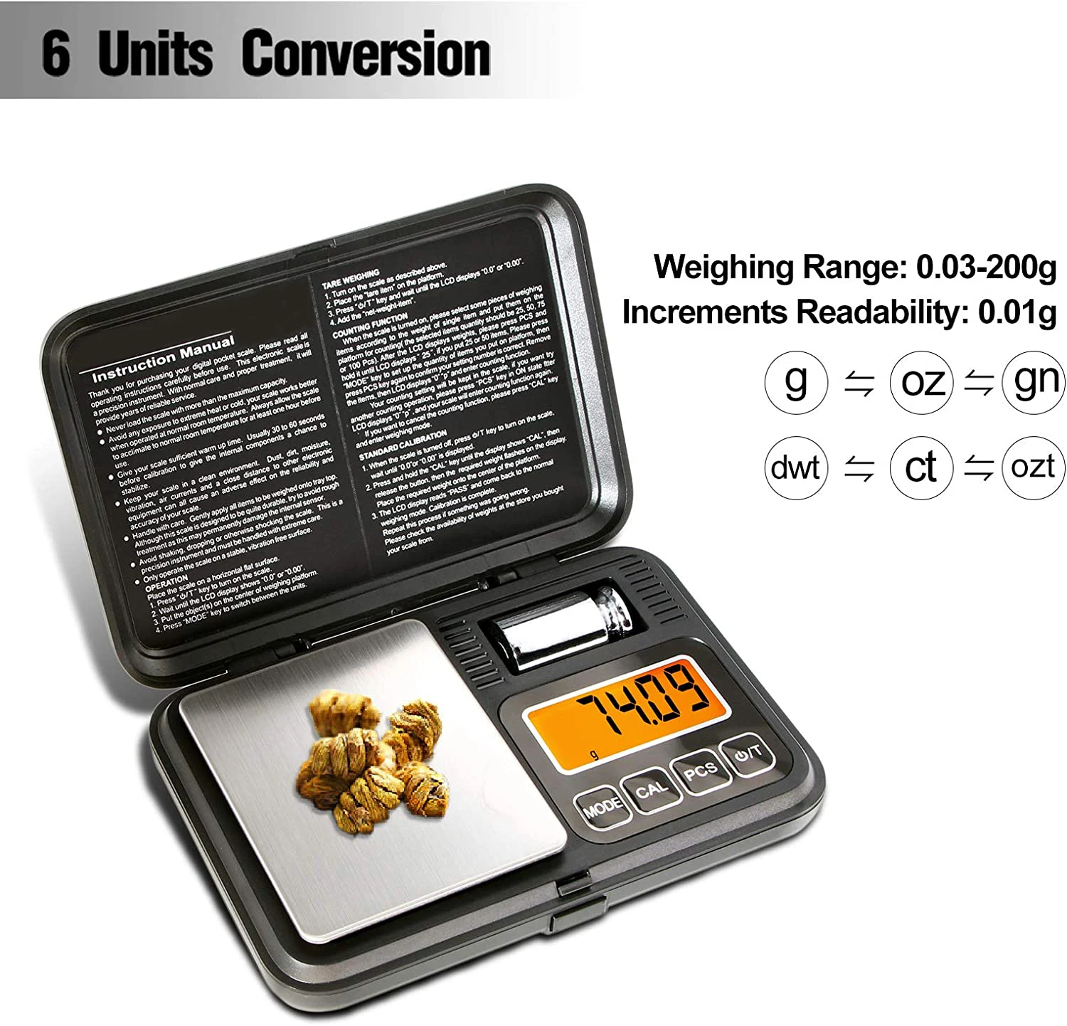 Mini Portable 200/0.01g Digital Pocket Scales LCD Electronic  Smart Jewelry Weight Measuring Tool for Gold and Diamond Jewelry