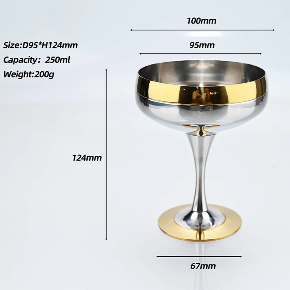 2024 New Stainless Steel Handicrafts Metal Material Wine Cup with Polishing Tableware Brass Glass