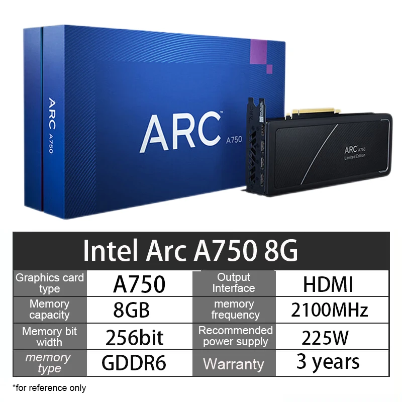 New Intel Arc A750 8GB GDDR6 placa de video GPU Graphics Card PC Intel Arc A750