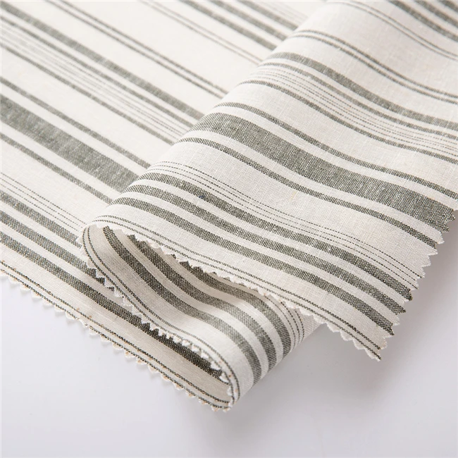 
Modern Design Green and White stripe fabric Linen and Rayon Fabric 