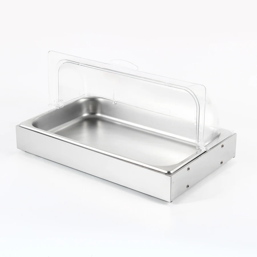 Full Size Buffet Set Stainless Steel Holder Food display stand counter  with Lid for Transparent Plastic Bakeware with Pan