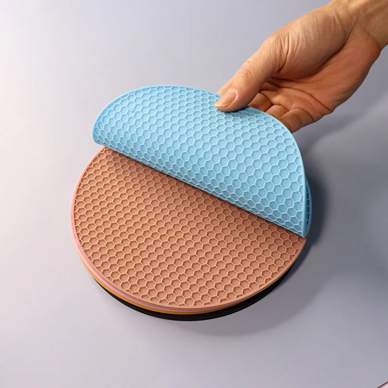 High Quality Heat Resistant Round Pot Holder Honeycomb Silicone Mat Silicone Hot Plate Mat