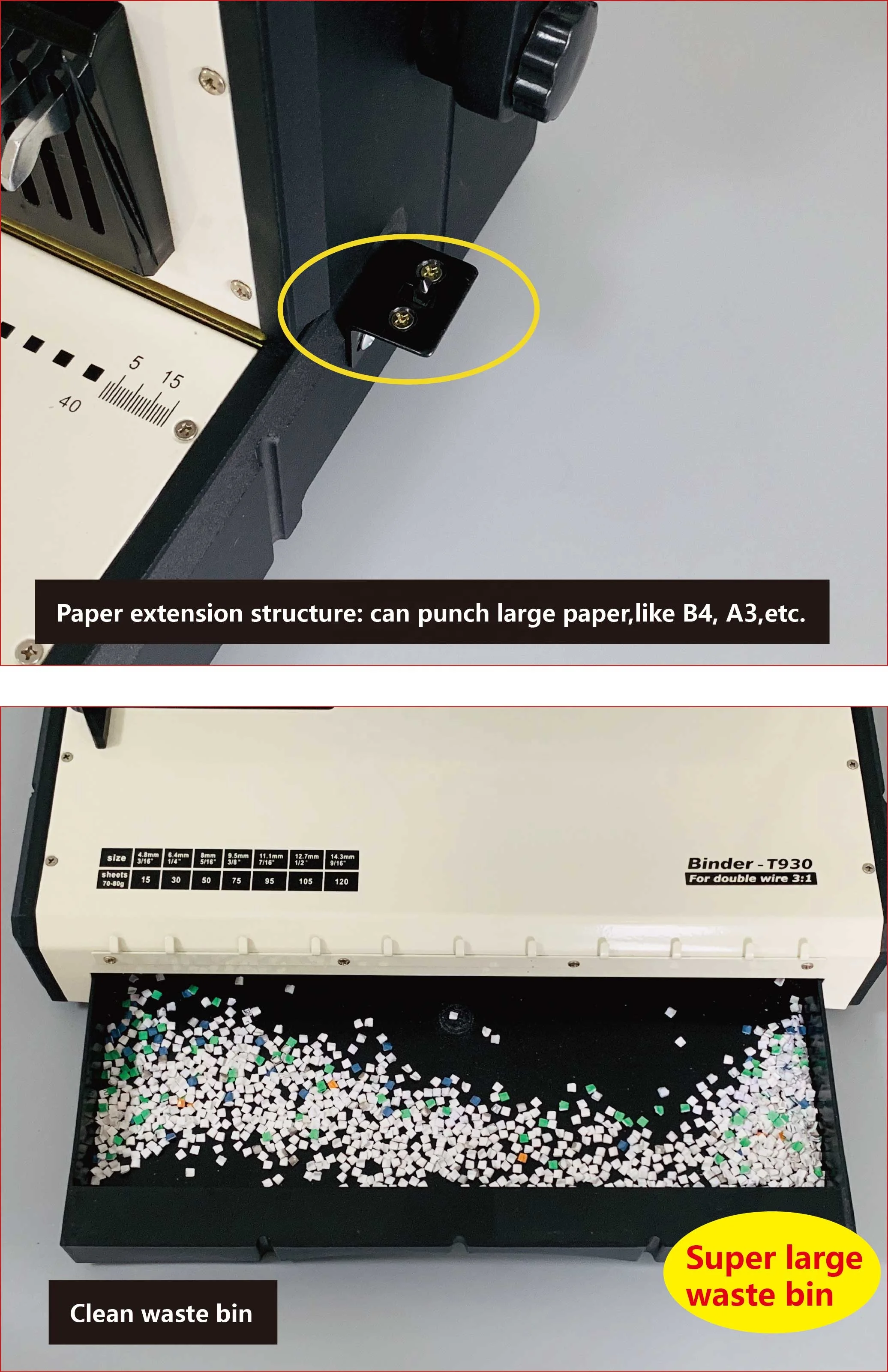 QK-930 Multi-functiol wire 3:1 punch & bind plastic spiral single or double wire coil comb binding machine for netbook
