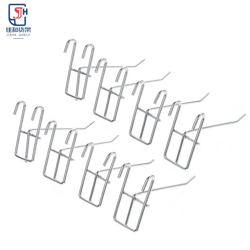 Wholesale Accessories Stainless Steel Supermarket Shelf Display Hook Merchandise Hardware Snap Iron Mesh Hooks Goods