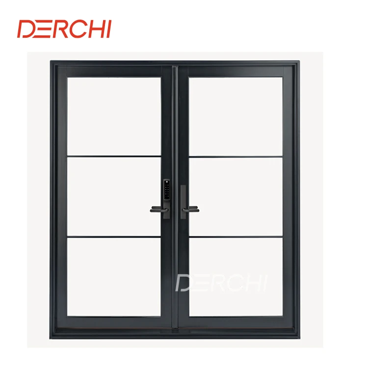American hot sale Aluminum Exterior Door Double Glazed Glass Front Doors With Electronic Lock