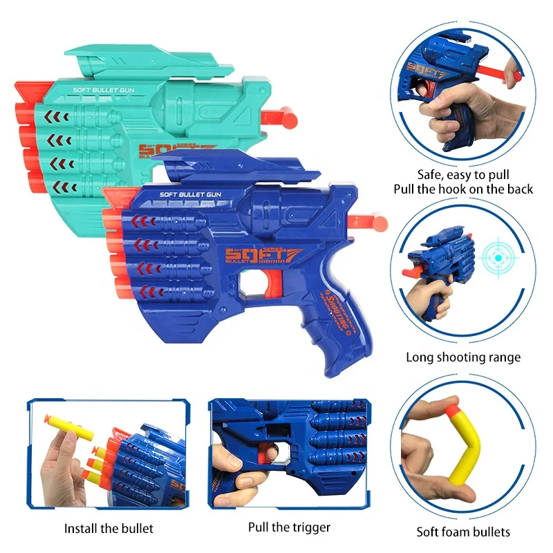 AiJH Wholesale New Foam Soft Bullet Gun Game Outdoor Toys Cool Plastic Soft Bullet Gun Toy
