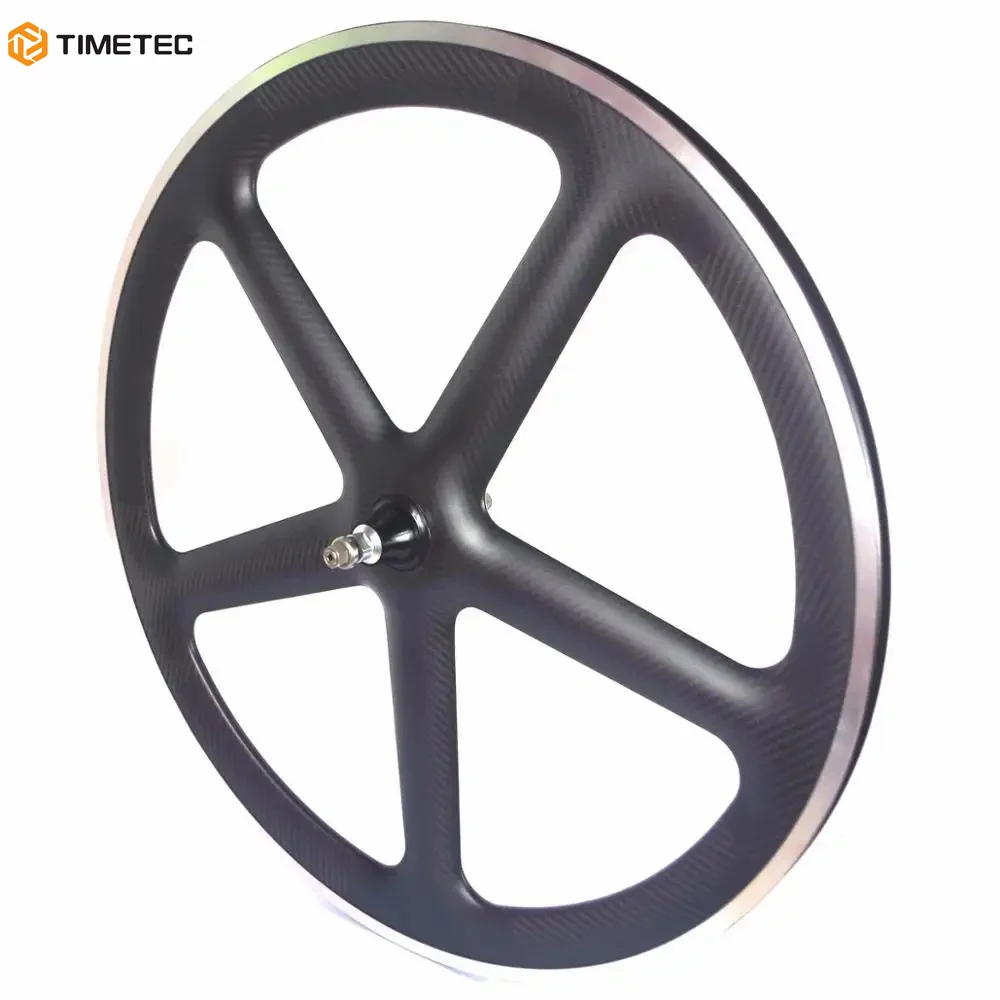 5 Spoke Fixed Gear Track Bike Carbon Wheels Alloy Brake Surface 50mmProfile 23mm Width Single Speed Bicycle Wheel